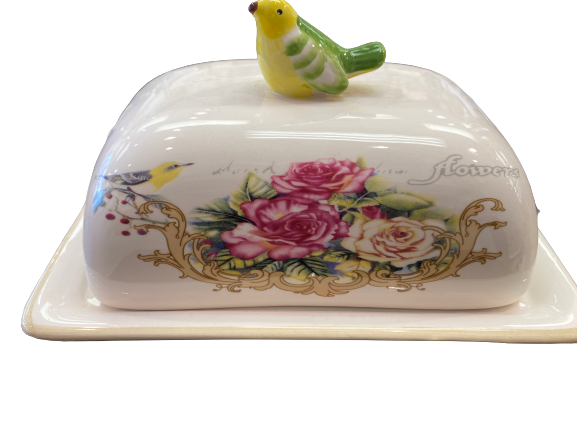 Vintage Floral Butter Dish Stoneware - The Kitchen Warehouse