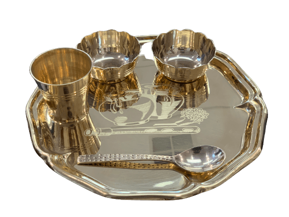 Pure brass Thali set 5pc Goldcraft - The Kitchen Warehouse
