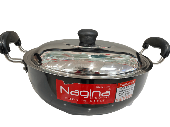 Nagina hard anodised kadai with stainless steel lid -3 litre,27 cm - The Kitchen Warehouse