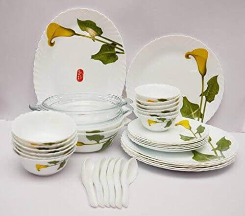La Opala Dinner Set, 45-Pieces, Amber Lily - The Kitchen Warehouse