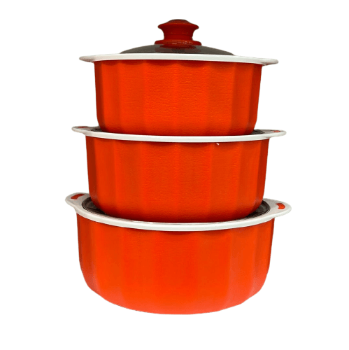 Jaypee Microglass/ Microwave safe  3pc Casserole set Orange red - The Kitchen Warehouse