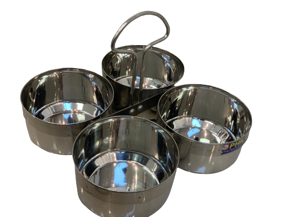 Stainless Steel 4 Piece Serving Bowls Set with Solid Handle, Serveware (chopala)