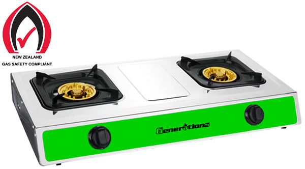 Double Burner Stainless Steel AUTO IGNITION Gas Stove Countertop