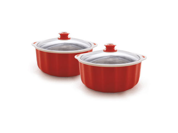JAYPEE Micro Glass Microwave Safe Casserole Twin Set (Silver, 1000 ml, 1000 ml) Orange - The Kitchen Warehouse