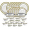 La Opala Diva, Sovrana Collection, Opal Glass Dinner Set 35 pcs, Moroccan Gold, White - The Kitchen Warehouse