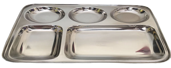 Stainless Steel 5 Partition/Section Plate / Thali Food Grade 1 pc