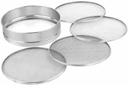 S.S MAIDA / ATTA / WHEAT / PORRIDGE INTERCHANGE ABLE SIEVES (4 x 1)- Silver Pack of 5) - The Kitchen Warehouse