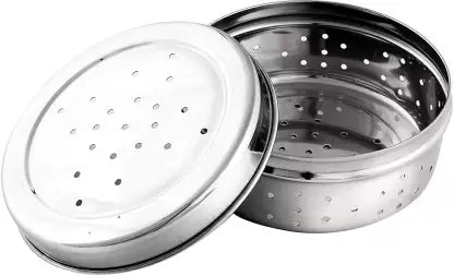 Stainless Steel Storage Container With Holes / Coriander Box / Dhaniya Dibba 1pc