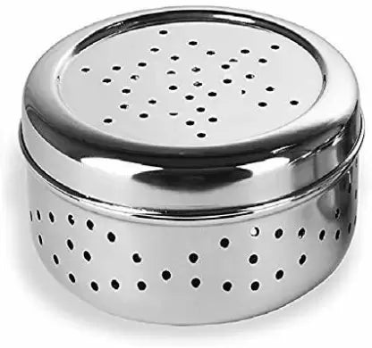 Stainless Steel Storage Container With Holes / Coriander Box / Dhaniya Dibba 1pc