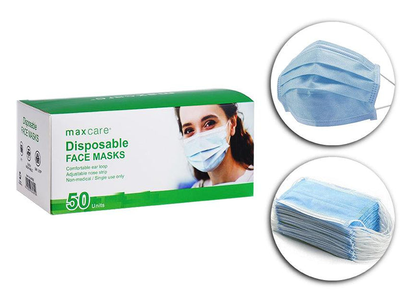 Maxcare Disposable 3 Ply Face Mask 50's - The Kitchen Warehouse