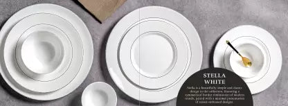 La Opala Diva, Velvett Collection, Opal Glass Dinner Set 35,45 pcs, Stella White