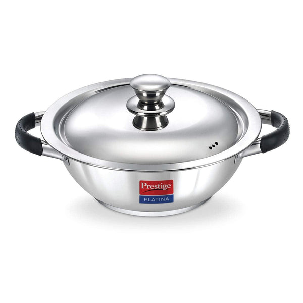 Prestige Tri Ply platina Kadai 240mm, 2.8 Litres with stainless steel lid - The Kitchen Warehouse
